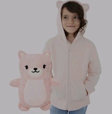 Cubcoats Pink, 2-in-1 Kids Transforming Zip Hoodie Jacket Plush Animal Kali T3