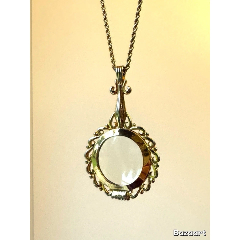 Vintage Signed Joan Rivers Gold Tone Lorgnette Magnifying Glass Pendant 32” EUC - Image 2 of 4