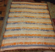 1920s Vintage Asian Woman Piano Scarf Shawl Tablecloth Silk Large  61.  X 88  