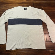 POLO RALPH LAUREN Sweater XL Colorblock Rib Pullover Cotton Off White