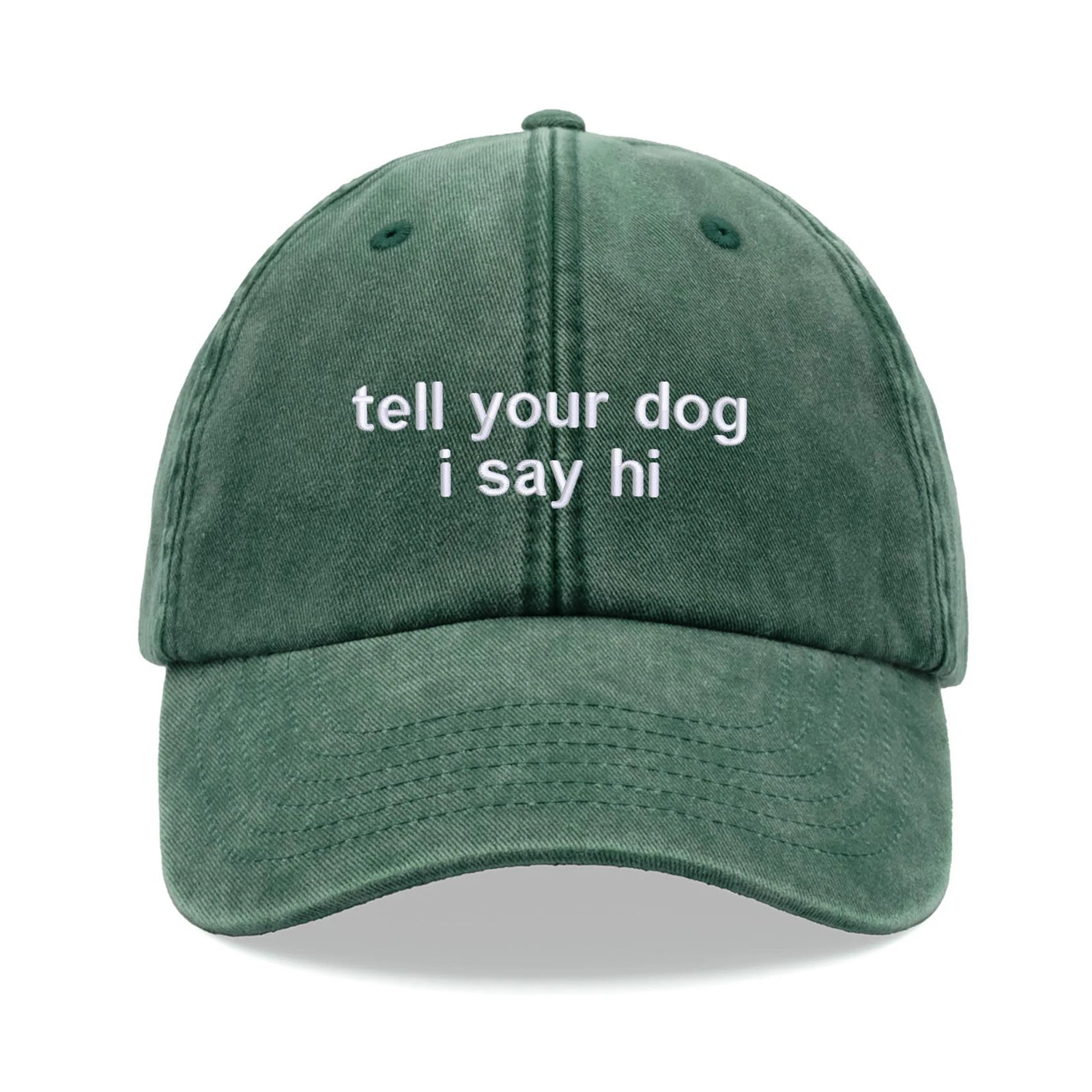 tell your dog i say hi Baseball Cap Vintage Washed Unisex Dad Hat Crazy Man Lady