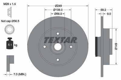 TEXTAR 92202103 Bremsscheibe für CITROËN,CITROËN (DF-PSA),DS,OPEL,PEUGEOT,PEUGEO