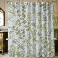 Sage Green Vintage Shower Curtain Leaf Botanical 70"W x 72"L Pack of 1 Z-leaf