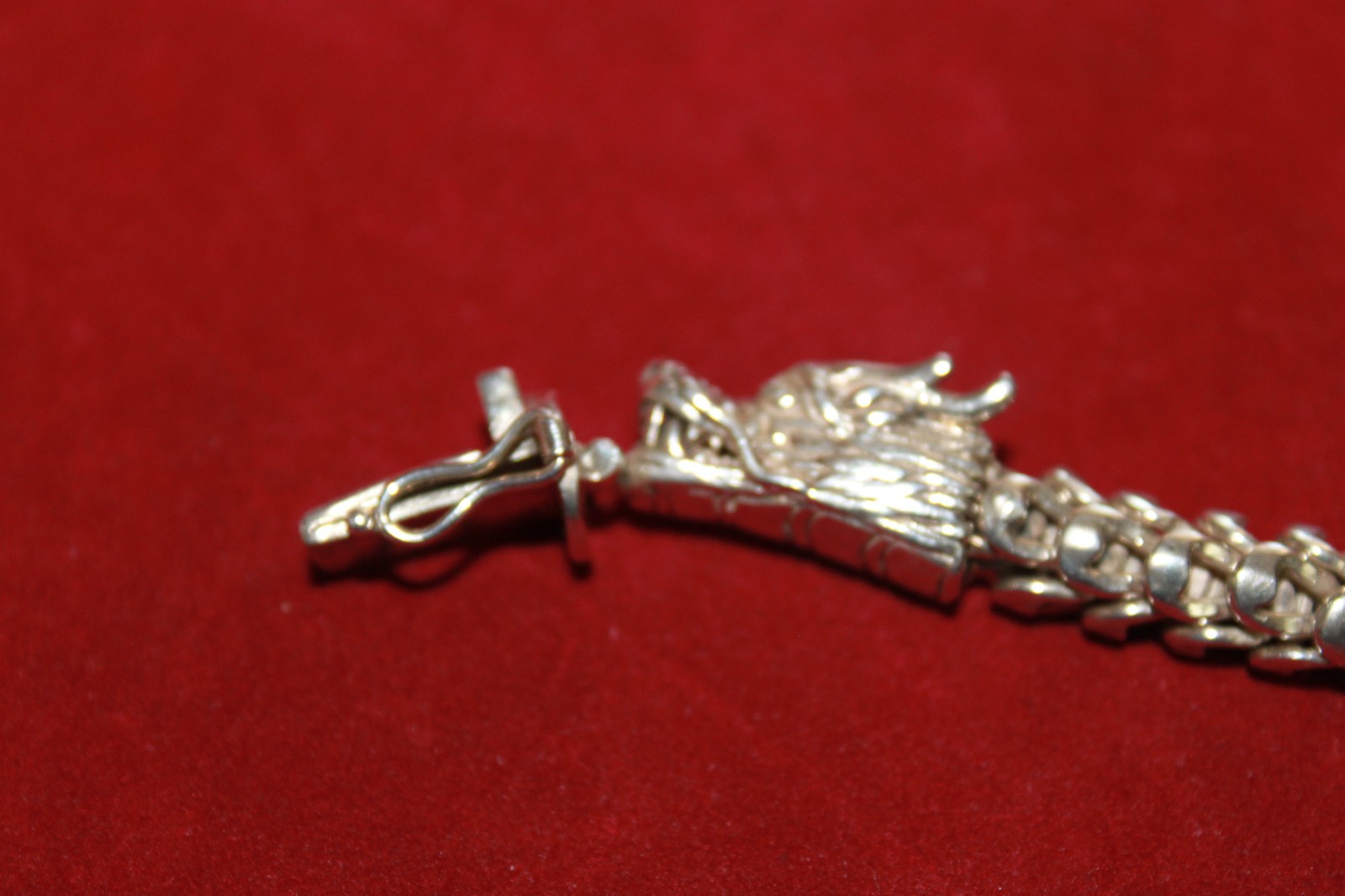 STERLING SILVER DOUBLE DRAGON HEAD SCALE LINK BRA… - image 6