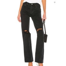 RE/DONE Originals Black Straight Jeans 29x32 Busted Knee Boyfriend Baggy 285
