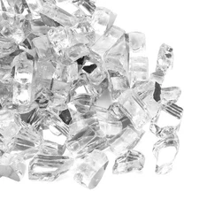 Fire Glass for Fire Pit, 1/2 Inch White Reflective Firepit Glass Rocks for Fi...