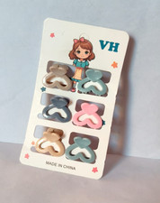 Cute Heart-Shaped Mini Hair Claw Clips for Girls Pastel Colors Set of 6 pcs