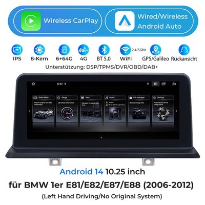 für BMW E87 2006-2012 LHD Autoradio Android 10.25'' Screen Sat Navi WiFi BT 6+64G