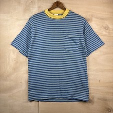 Vintage 60s Towncraft Penneys Striped Atomic Surf Pocket Single Stich Shirt Sz L