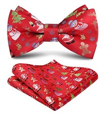Christmas Bow Tie and Pocket Square Set Pre Tied Bowties for 03-red / Green
