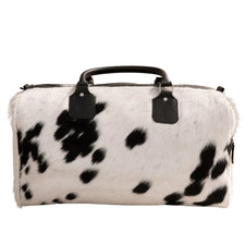 Handmade Hair On Cowhide Leather Weekender Du...