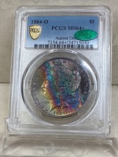 1884O Morgan Silver Dollar PCGS MS64+ CAC RAINBOW TONED VIDEO AURORA