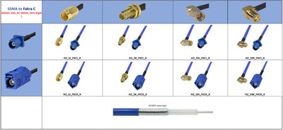 SSMA to Fakra C max. 50cm RG405 Semi-Rigid 50Ω 6GHz Application CableC