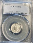 1941-D PCGS MS65 Mercury Dime Blazing White
