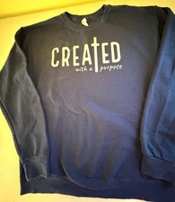 Men's Blue Crewneck Pullover Sweatshirt "Created With a Purpose" M