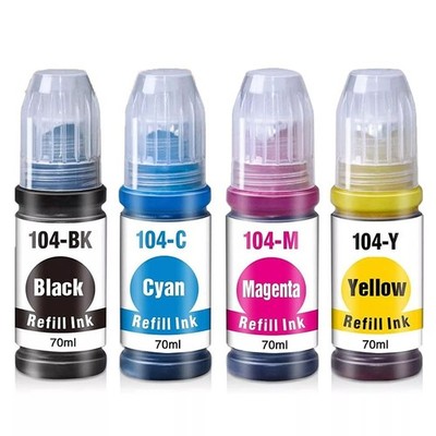 4x 104 Refill Tinte für Epson Eco Tank ET-4700 ET-2720 ET-2710 ET-2714 ET-2715
