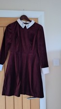 Ladies TED BAKER burgundy Velvet Dress Size 3 Or Uk 10 12