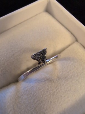 Sterling Silver Sz 4.5 Handcrafted Hammered Ring Three Austrian Silver Crystals