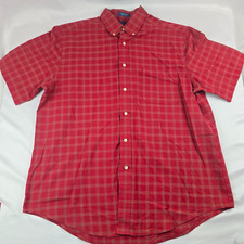 Towncraft Men Shirt Sz L Brick Red Wrinkle Free Short Sleeve Button Down