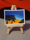 ACEO Original Abstract Landscape Sunset Behind Trees Mini Art Painting Nature — photo 2