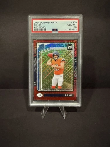 Panini Donruss Optic Rated Rookie Bo Nix Red Mojo Prizm #209 PSA 10 Broncos