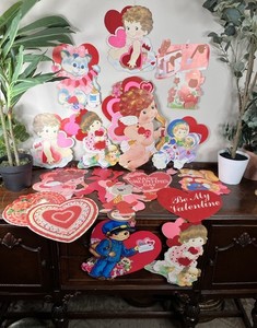 VTG Valentines Day Paper Die Cut Decorations Holiday Ephemera Craft Kids Decor