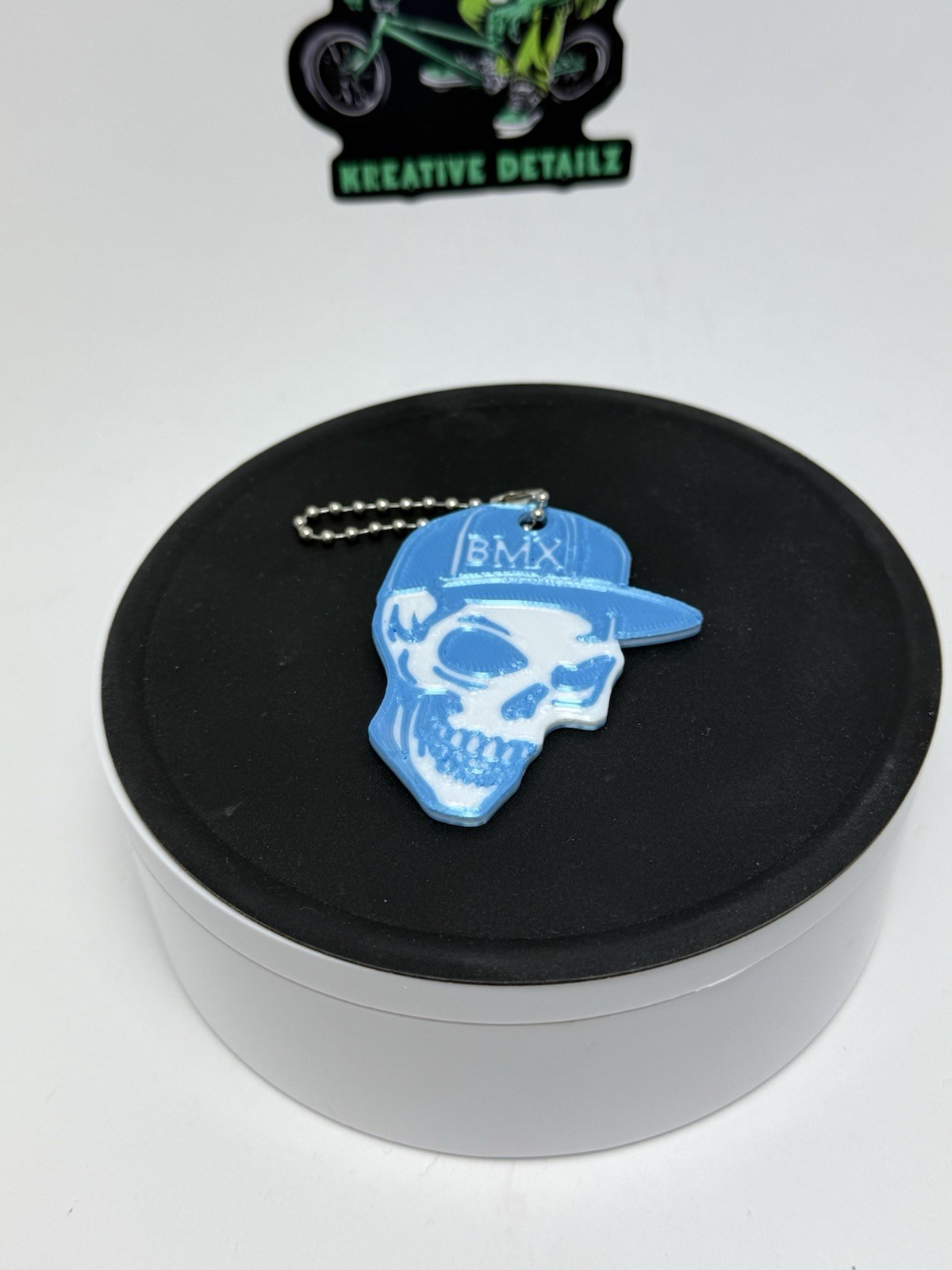 BMX Skull Keychain Aqua Blue