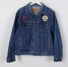 Vintage 80s Levi's Custom Patches Denim Trucker Jacket Large 44 Artist Sewn USA