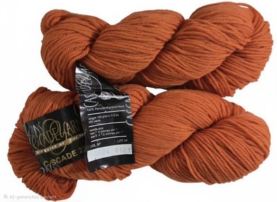 Cascade 220 Worsted Wool Yarn Lot 2 Skeins Orange 7824 Matching Dye Lot 6101 NWT