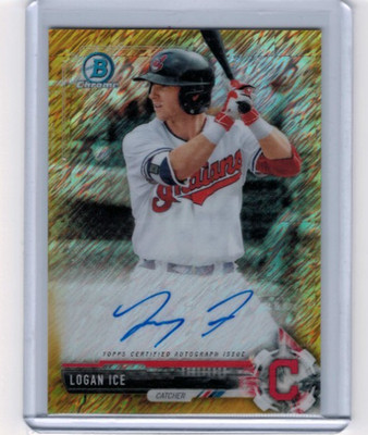 2017 Bowman Chrome Logan Ice Gold Shimmer Refractor Prospect Auto #'ed 15/50