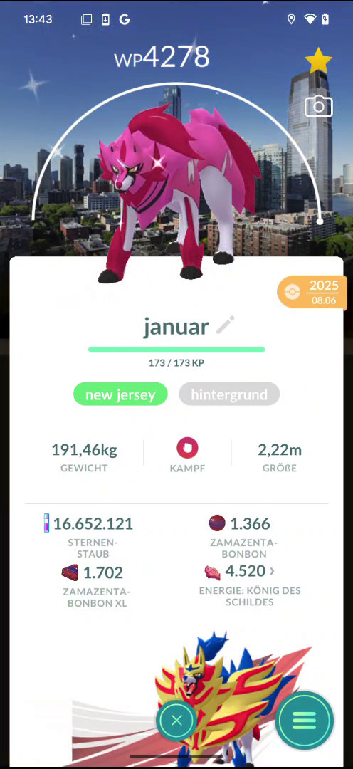 Pokémon Go Trade Shiny Zamazenta or Zacian LVL 50 Paris/New Jersey