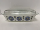 Vintage JAJ Pyrex Blue Iris Medallion Casserole Dish 524 with Lid **RARE**