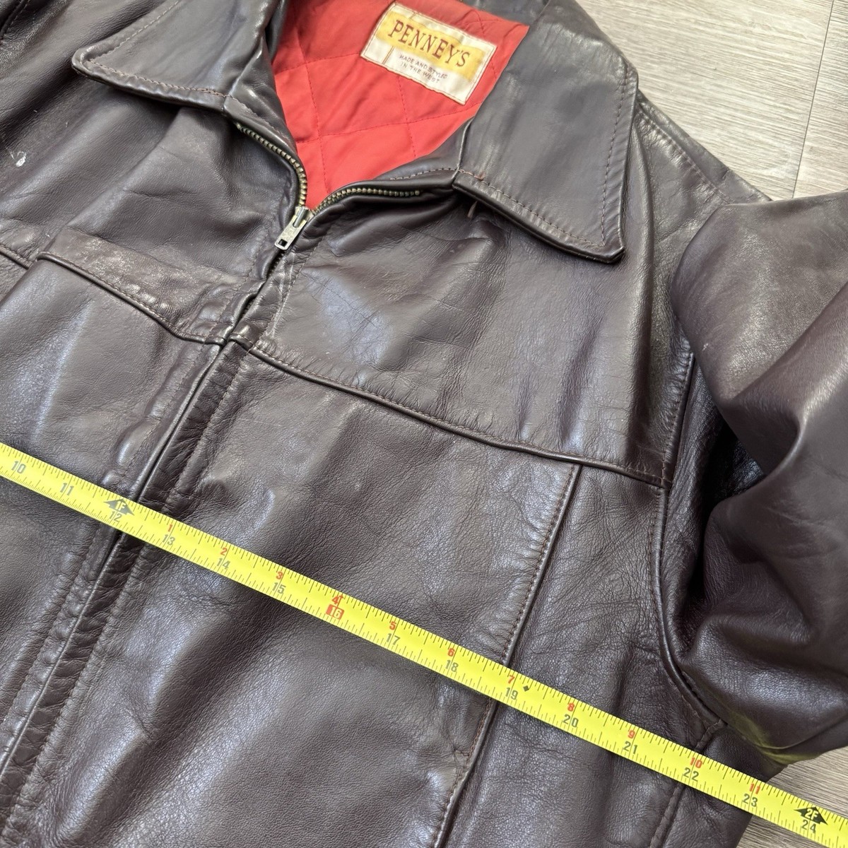 Vintage 1950's Brown Leather Motorcycle Pennys Leather Jacket