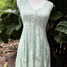 Free People *Reign Over Me* Sea Green Lace Dress SZ 0 Beachy Resorwear Summer