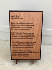 Handcrafted Walnut Invictus Poem Plaque  Inspirational Wall Art