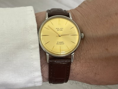 Vintage Soviet  Usssr Ultra Flat Watch Poljot de Luxe Shockproof cal 2209