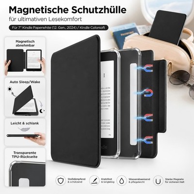 Magnetische Hülle für 7'' Kindle Paperwhite 12. Gen 2024 Colorsoft Slim PU Case