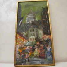 Original 1968 Oil Painting by Barbara – Sacré-Cœur – Framed Impressionist Art