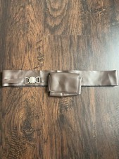 Brown Wide Waist Belt with Buckle and Pocket for Women, Size M