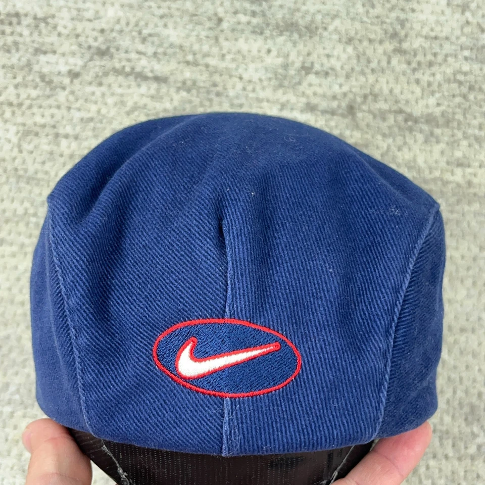 Vintage Nike Newsboy Hat Cap Cabby Flat Blue Red Swoosh Y2K Paperboy Size Small - Image 4 of 4