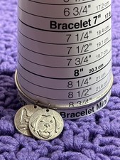 Vintage Silvertone Bangle Bracelet Cat and Dog Charms 8.75 inches