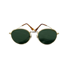 Vintage Solar-X Sunglasses UV Protection Classic Round Green Lense Gold Frame