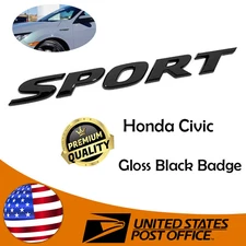 Gloss black SPORT Letter Badge Rear Trunk Side Decal Sticker Deco Fits Honda car