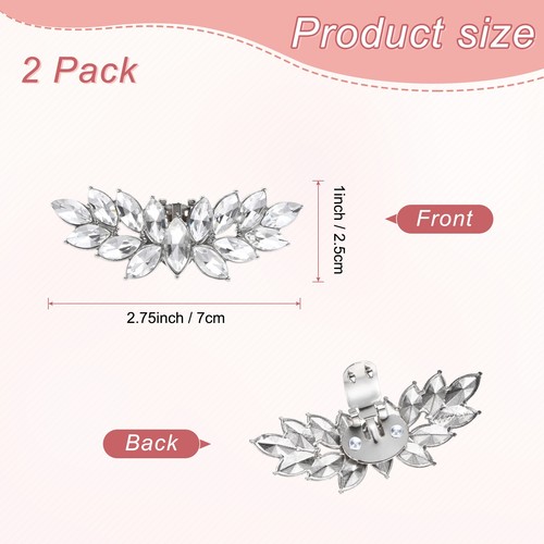 2-Pack Decorative Rhinestone Shoe Clips, Fashion Shoe Clips - Picture 3 of 7