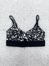 Women's Fabletics Malindi Black White Medium Support Active Sports Bra Size S