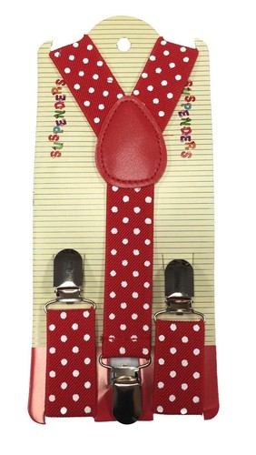 New Kids Boys Girls SUSPENDER Red White Black Polka Dot DOTS US SELLER - Picture 5 of 7