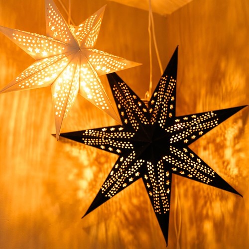 Set of 3 Velvet Paper Star Lights Christmas Plug In Wall Lights Xmas Decorations - Picture 7 of 15