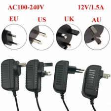 New AC 100-240V To DC 12V 1.5A Adapter US/EU/UK/AU Plug Power Supply Charger