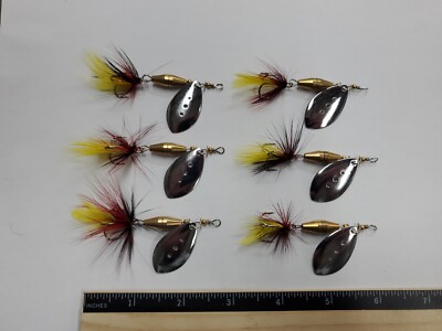 Lot of 6 Inline Spinners 3/16 oz - Silver & Gold - 2.5'' - New Trout Lure