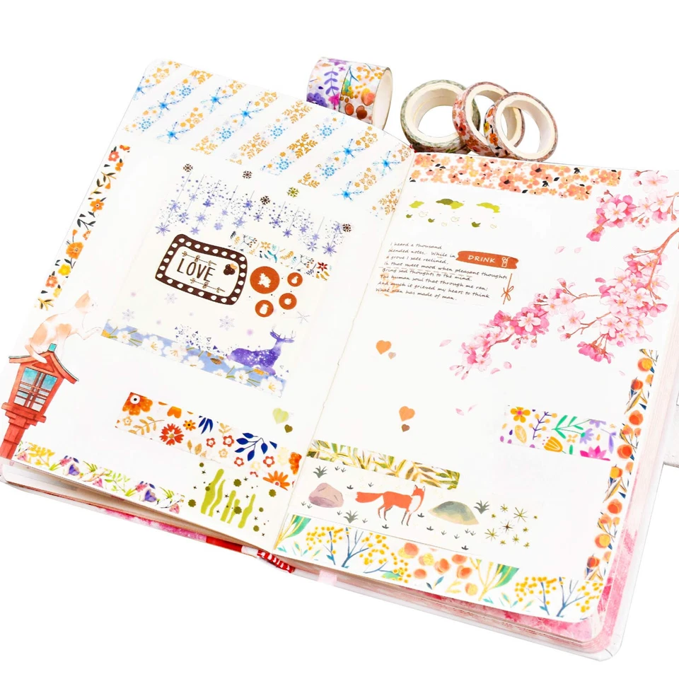Flower Washi Tape Set Decorative Masking Tape Craft Supplies for Bullet Journal - image 4 of 4